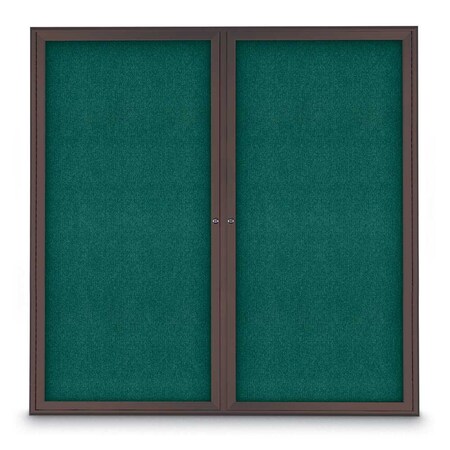 United Visual Products Sliding Door Indoor Enclosed Corkboard, 9 UV9030ACSH-GOLD-DRKSPR